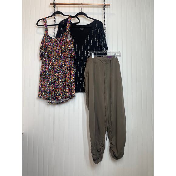 Lane Bryant Bundle Navy B-Neck Tee Cold Shoulder Top & Jogger SET Plus Sz 22/24 - Picture 1 of 13